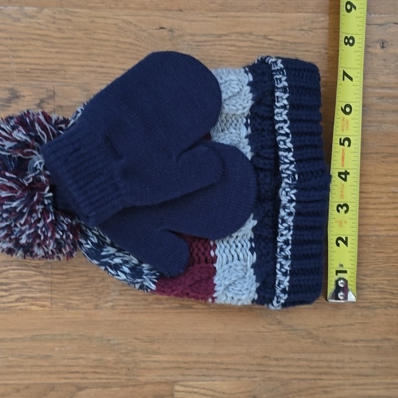 CAPELLI OF NEW YORK BRAND BOYS BLUE & GRAY WINTER HAT & MITTENS 2T-4T - Picture 7 of 12